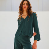 Flow Cupro Silk Top Green