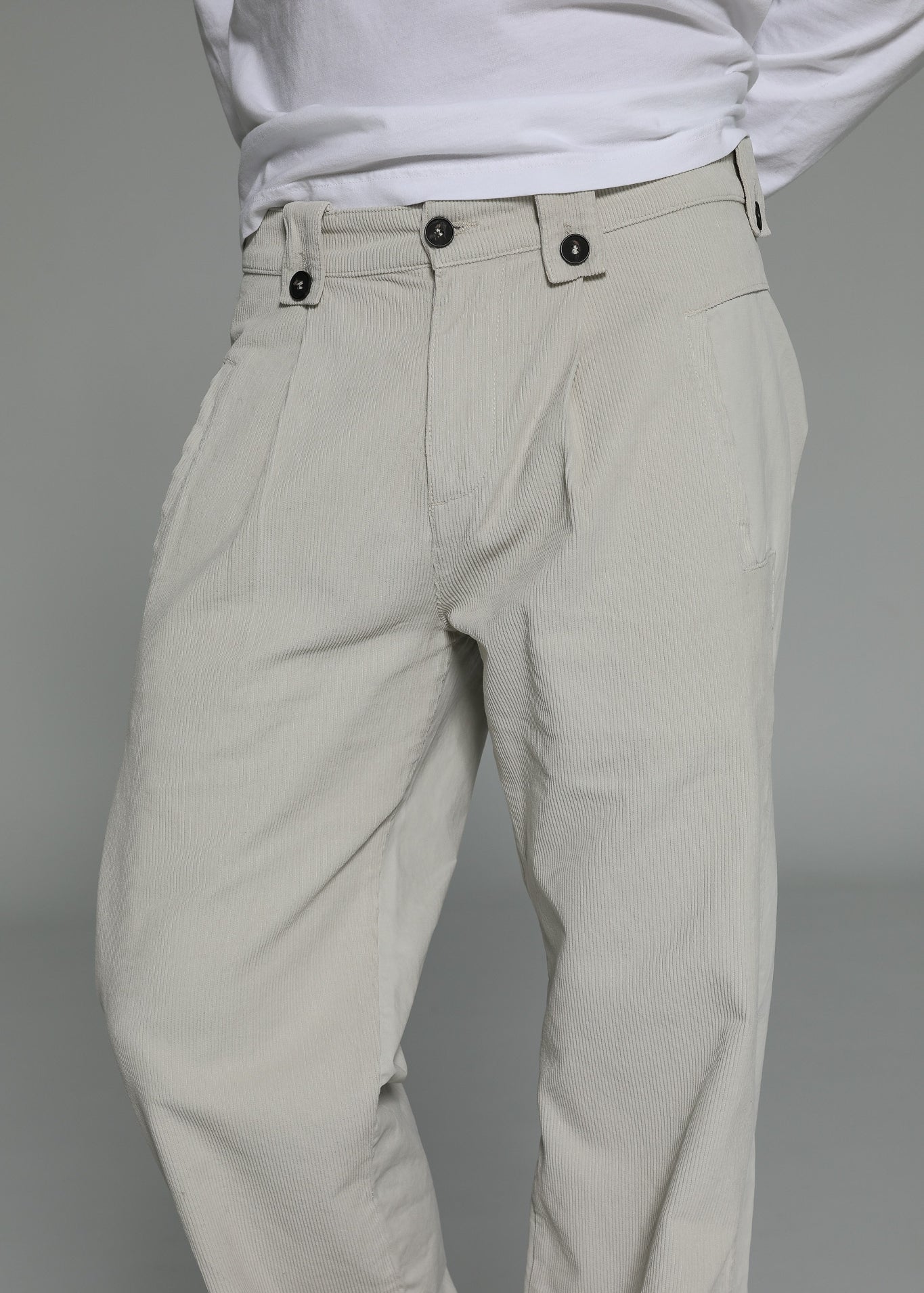 Corduroy Modern Comfy Pleated Pants Natural