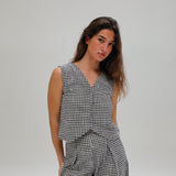Vichy Vest Navy & White