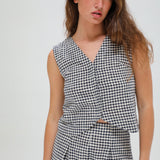 Vichy Vest Navy & White
