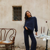 Draped Cupro Blouse Navy