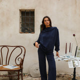 Draped Cupro Blouse Navy