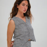 Vichy Vest Navy & White