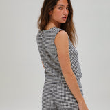 Vichy Vest Navy & White