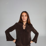Lace Cupro Blouse Brown
