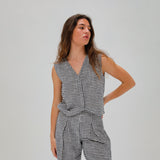 Vichy Vest Navy & White