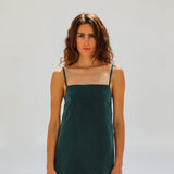 Thin Straps Cupro Silk Top Green