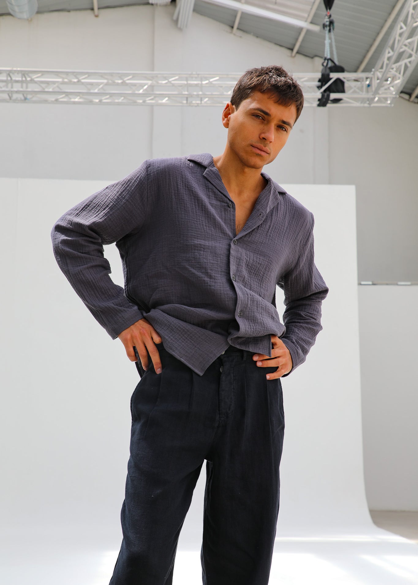 Retro Pleated Pants Navy