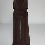 Lace Cupro Pants Brown