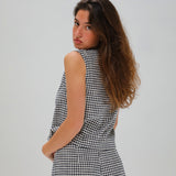 Vichy Vest Navy & White