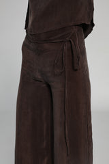 Lace Cupro Pants Brown