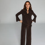 Lace Cupro Pants Brown
