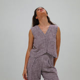 Vichy Vest Purple & White