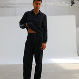 Retro Pleated Pants Navy