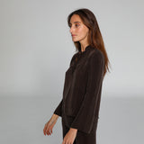 Lace Cupro Blouse Brown