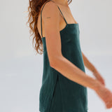 Thin Straps Cupro Silk Top Green