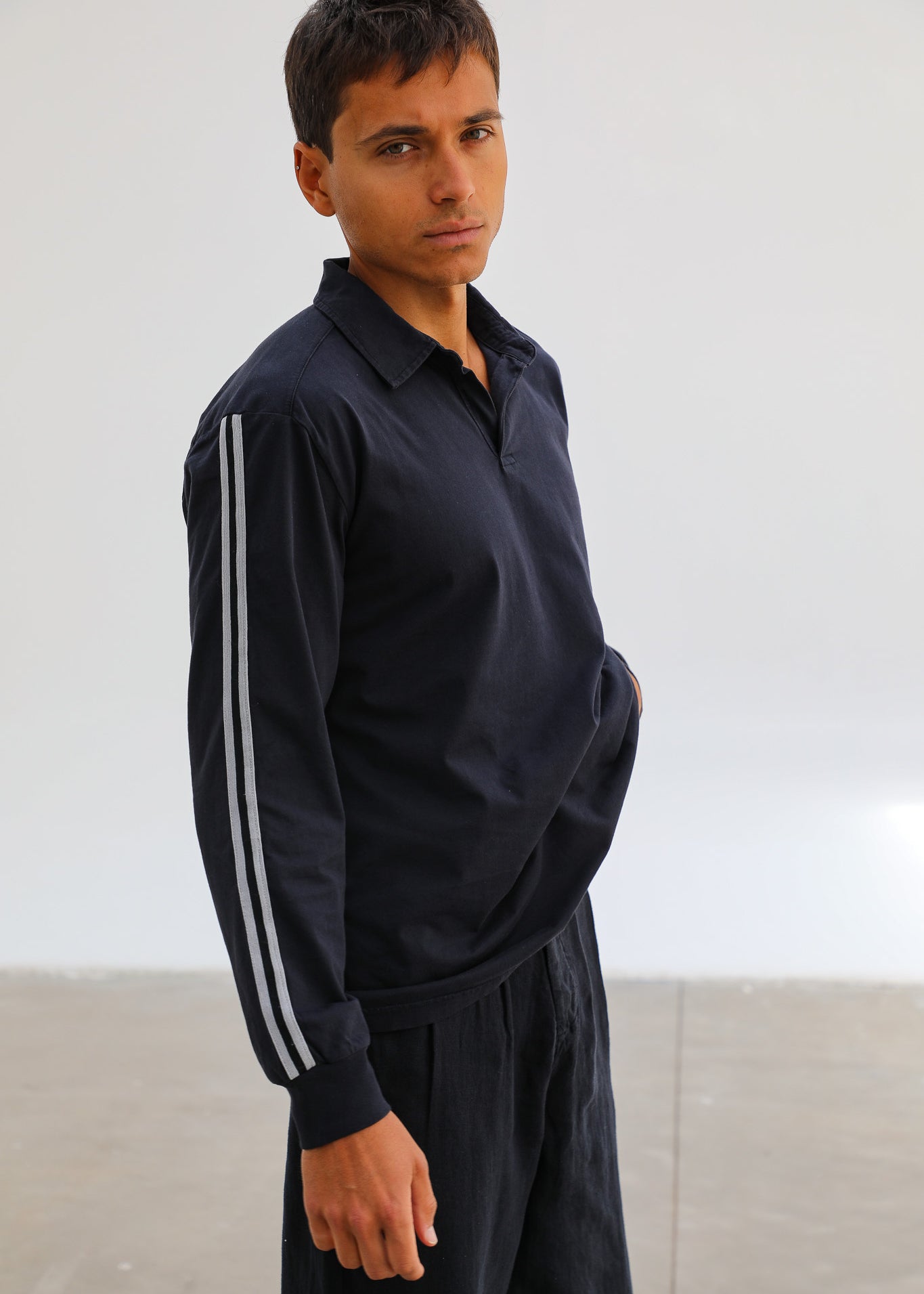 Modern Polo Stripe Detail Navy & White