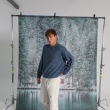 Round Knit Sweater Mottled Blue 