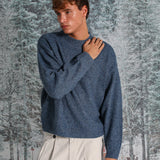 Round Knit Sweater Mottled Blue 