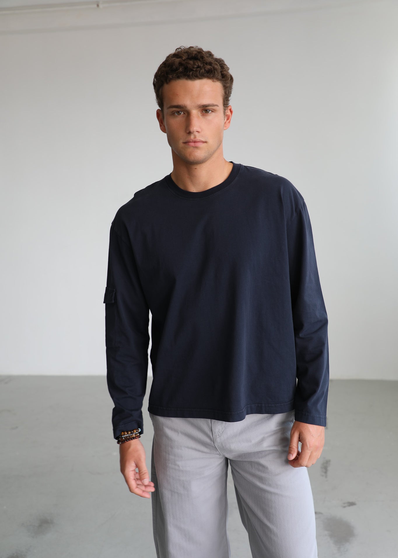 Soft Modern Long Trendy Side Pocket Dark Navy