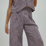 Vichy Pleated Pants Purple & White