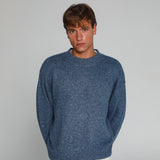 Round Knit Sweater Mottled Blue 