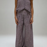 Vichy Pleated Pants Purple & White