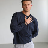 Soft Modern Long Trendy Side Pocket Dark Navy