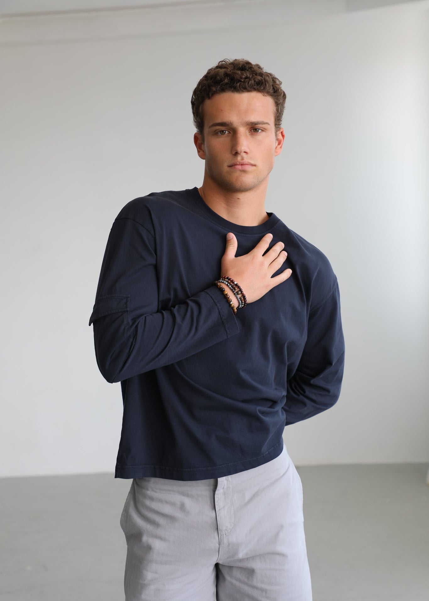 Soft Modern Long Trendy Side Pocket Dark Navy