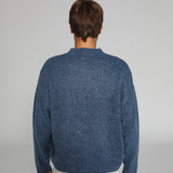 Round Knit Sweater Mottled Blue 