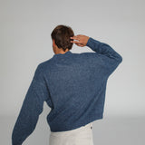 Round Knit Sweater Mottled Blue 