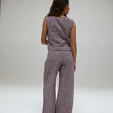 Vichy Pleated Pants Purple & White