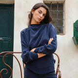 Draped Cupro Blouse Navy