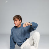 Round Knit Sweater Mottled Blue 