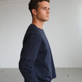 Soft Modern Long Trendy Side Pocket Dark Navy