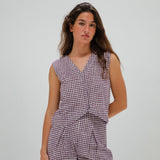 Vichy Vest Purple & White
