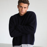 Round Knit Sweater Dark Navy