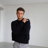 Round Knit Sweater Dark Navy