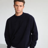 Round Knit Sweater Dark Navy
