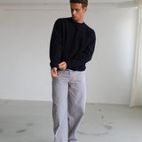 Round Knit Sweater Dark Navy