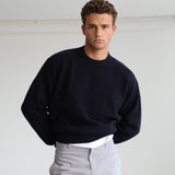 Round Knit Sweater Dark Navy
