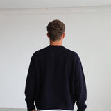 Round Knit Sweater Dark Navy