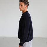 Round Knit Sweater Dark Navy