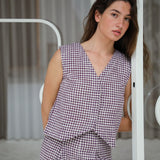 Vichy Vest Purple & White