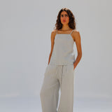 Linen Elastic Pants Light Grey