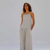 Linen Elastic Pants Light Grey
