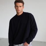 Round Knit Sweater Dark Navy