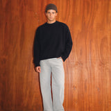 Round Knit Sweater Dark Navy