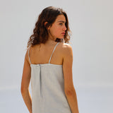Thin Straps Linen Top Light Grey