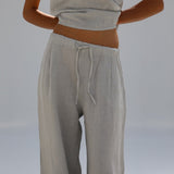 Linen Elastic Pants Light Grey